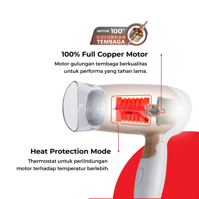 Maspion Hair Dryer Lipat 400 Watt - MHD103WG Gold